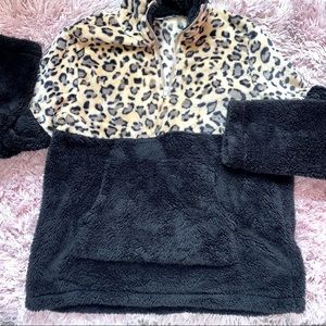 SHEIN cheetah & black sherpa jacket